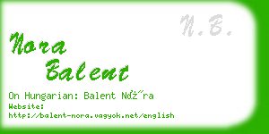 nora balent business card